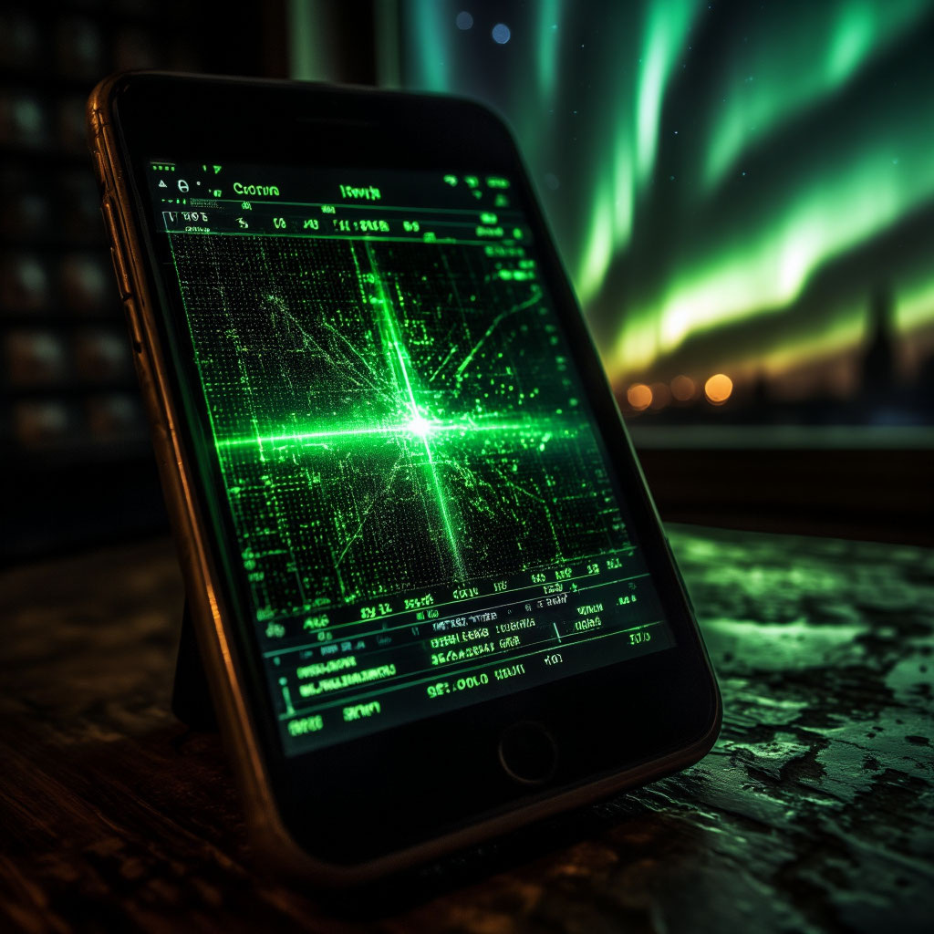  Стилизация помех в электронике, вызванных геомагнитной бурей. Изображение сгенерировано нейросетью как символ уязвимости технологий перед космической погодой.