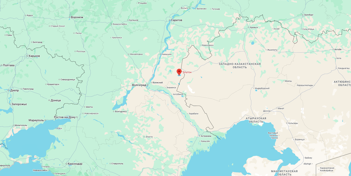 Озеро Эльтон на карте