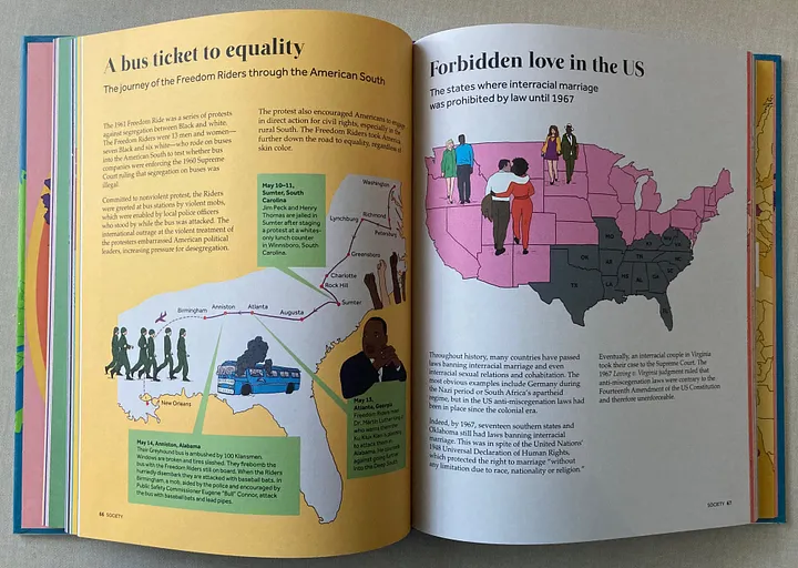 Разворот книги о расовых отношениях в США. 
