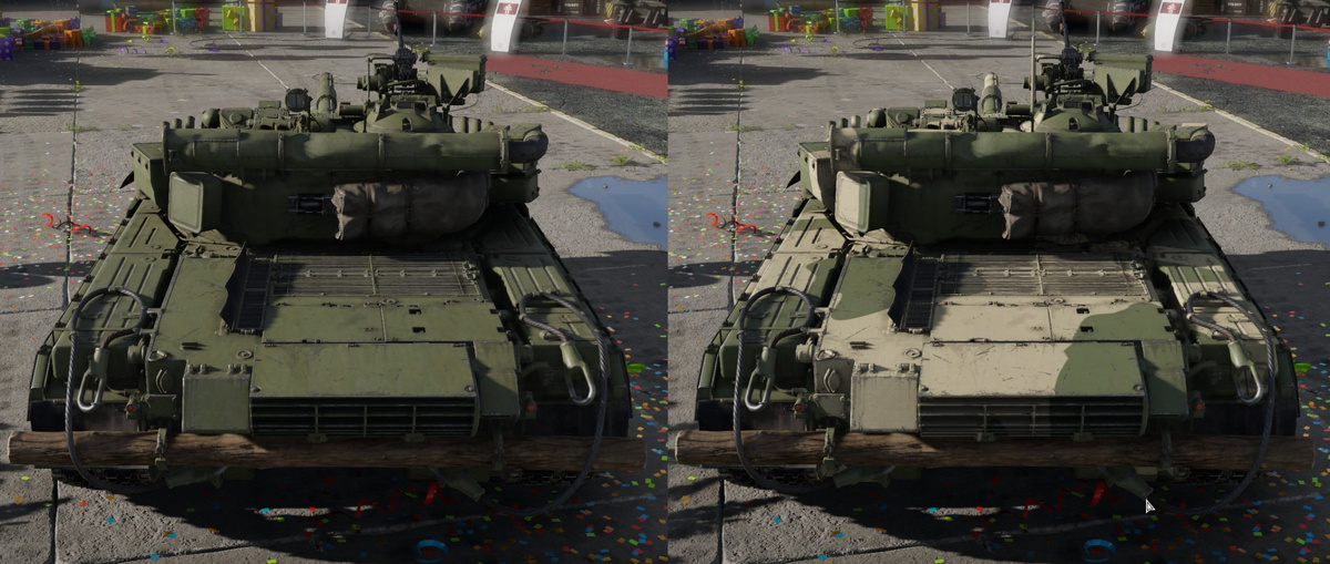 За исключением окраски, игровые модели советского (слева) и пакистанского (справа) Т-80УД с этого ракурса идентичны
