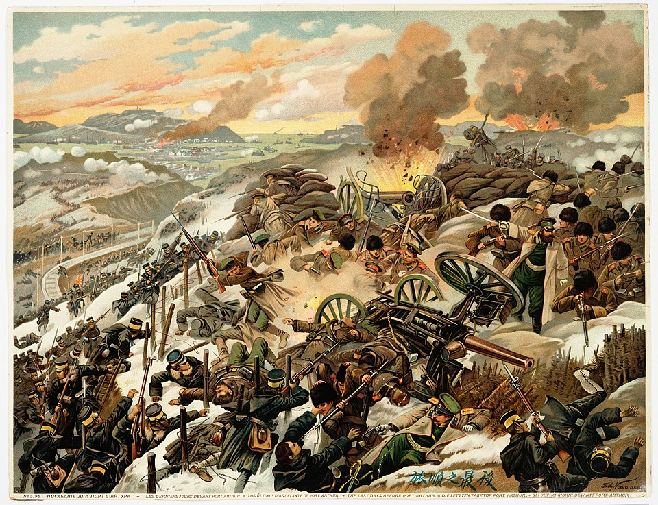 Последние дни Порт-Артура. Рисунок Фрица Неймана. Источник изображения: сайт ru.wikipedia.org