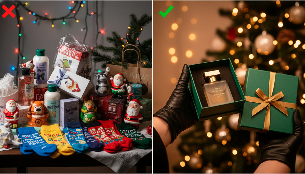 Слева — деньги на ветер и испанский стыд. Справа — подарок, который говорит «я тебя ценю». Разница не в цене, а во вкусе.