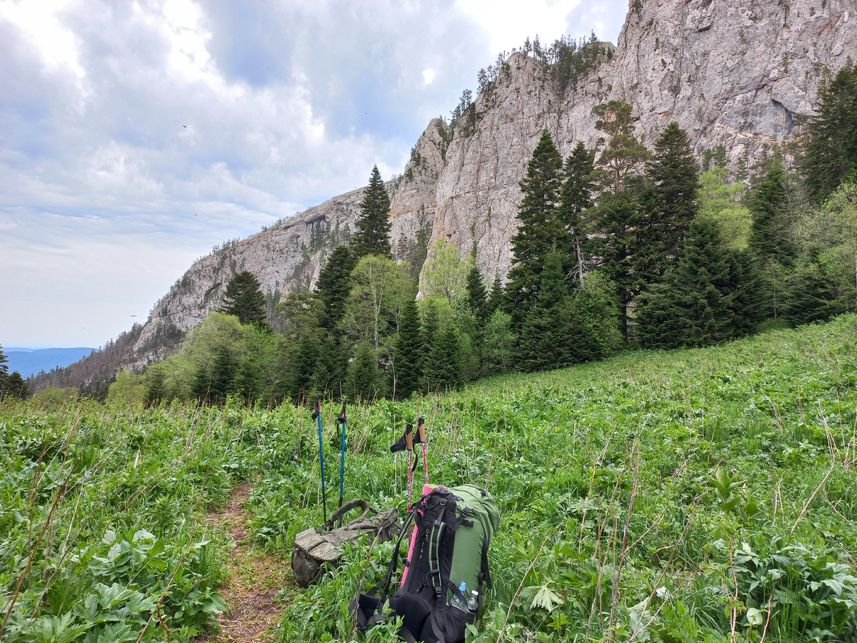 Вид на скалы масива Большой Тхач и Малиновую паляну (фото автора).