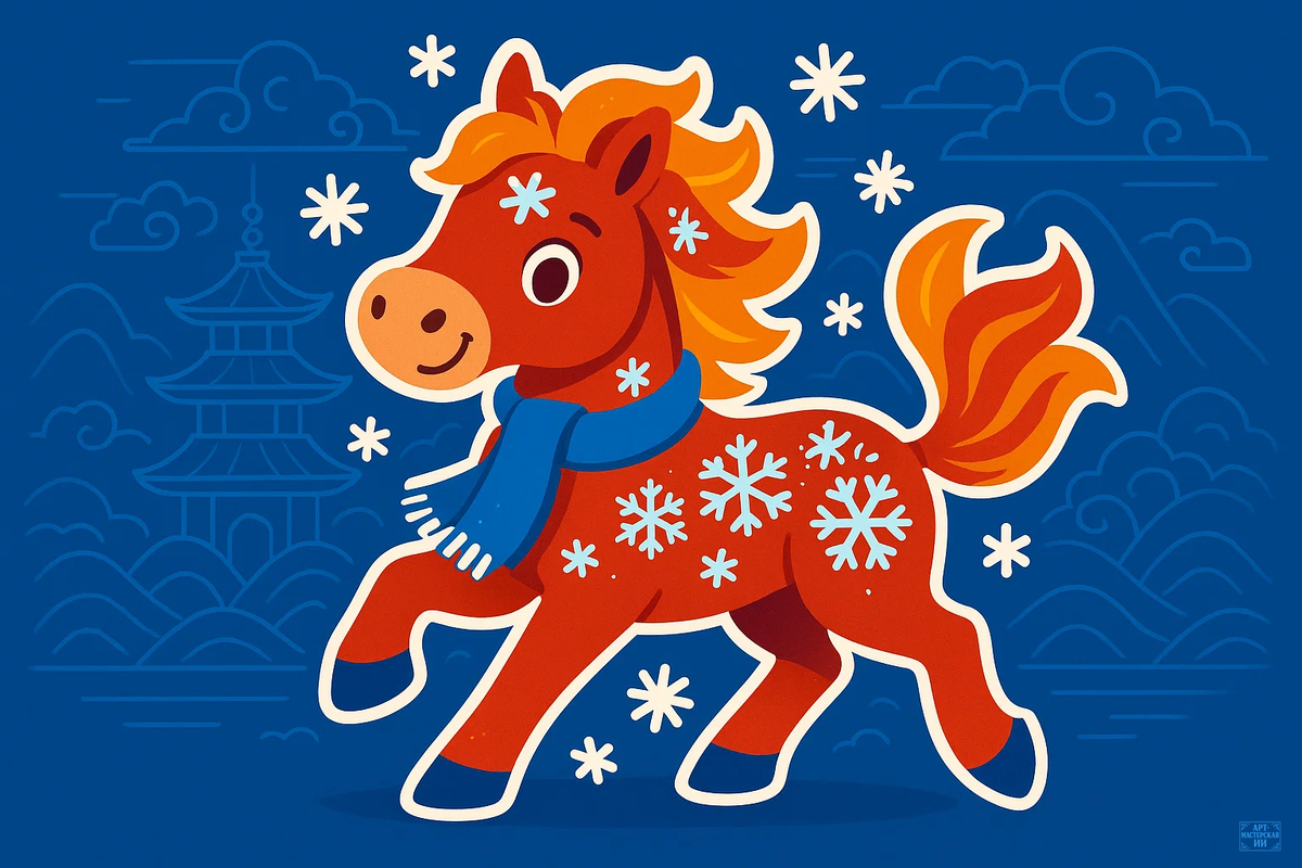 Иллюстрация на 2026 год «Год Огненной Лошади» от «Арт-мастерская ИИ»