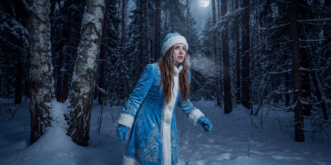 Снегурочка в зимнем лесу