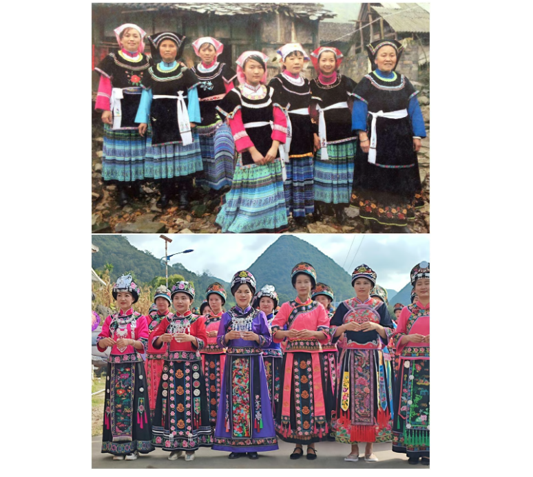 Фотографии из прошлого и современные фотографии деревн на празднике