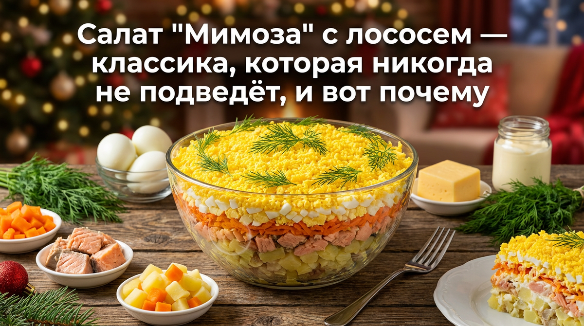 Салат "Мимоза" с лососем — классика, которая никогда не подведёт, и вот почему