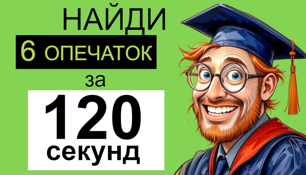 Успейте найти 6 опечаток в словах за 120 секунд. 
