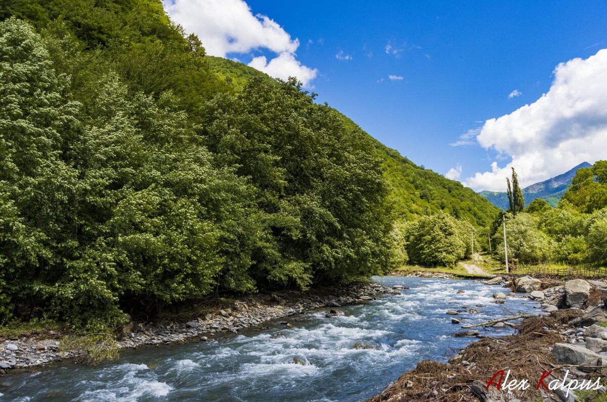 Черная Арагви. Какраз здесь водятся настоящие горные усачики и конечно форель! Грузия, Гудамахарское ущелье.