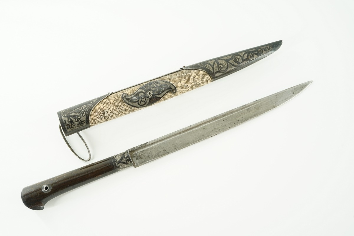 Ультра редкий русский охотничий нож. Серебро, крученный дамаск. Тула