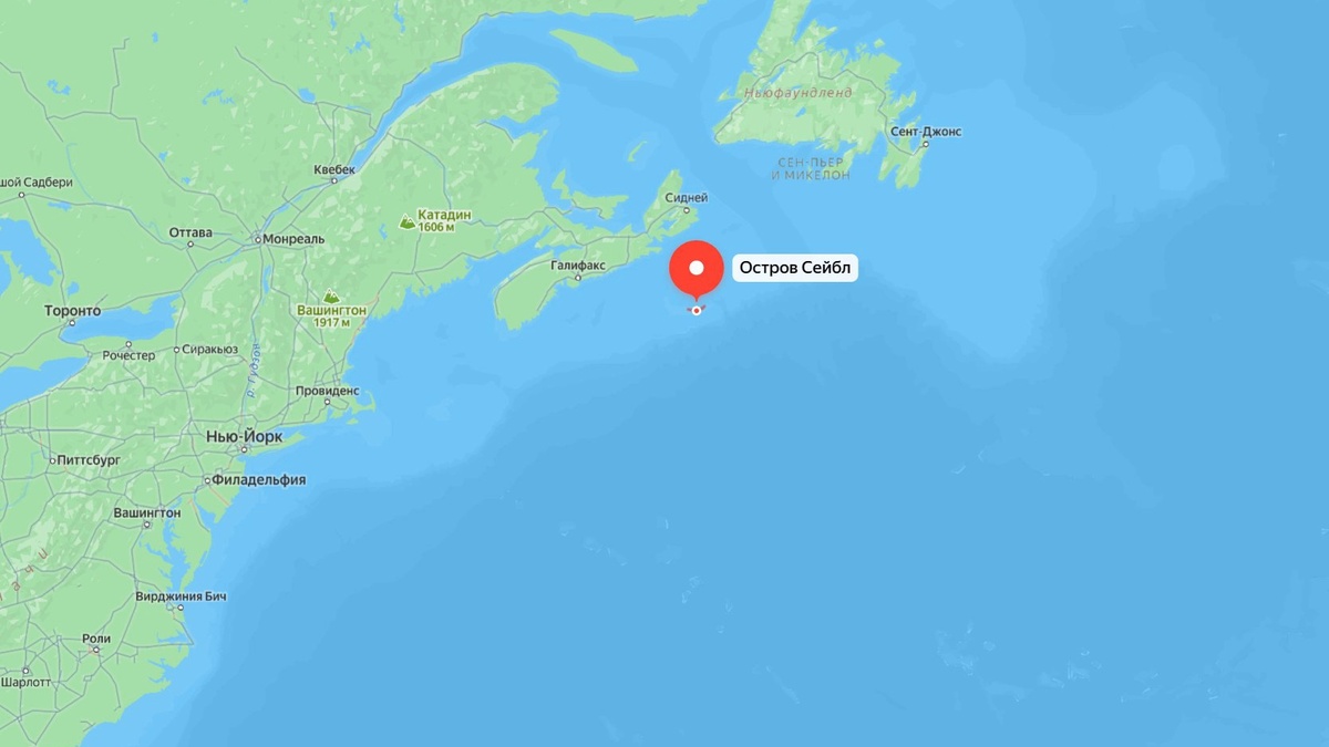 Между Сейблом и Нью-Йорком расстояние чуть меньше тысячи километров