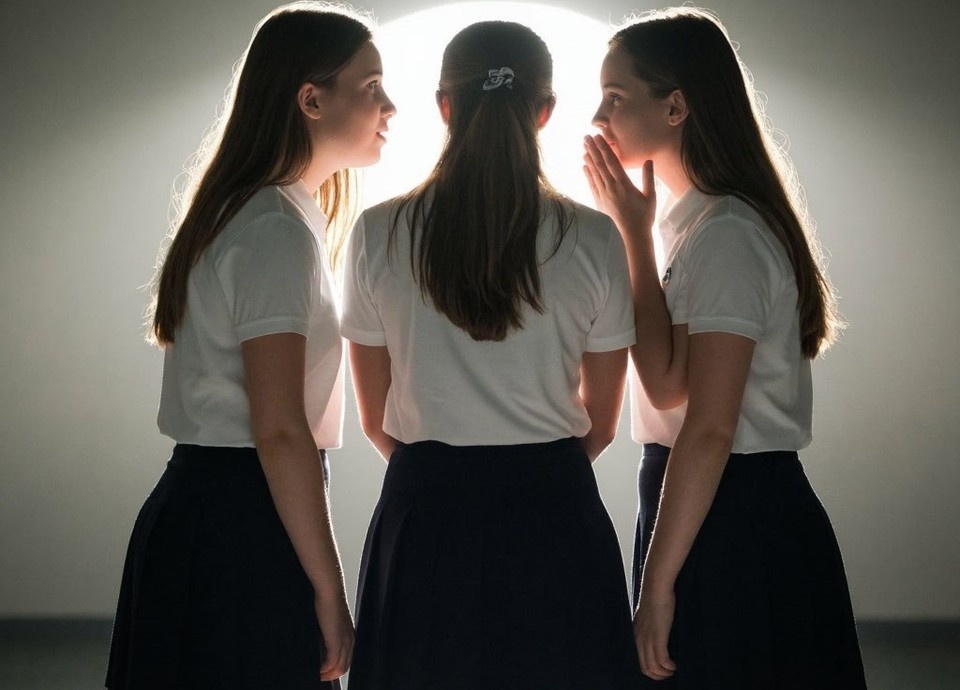    Девочки напуганы, они боятся ходить на уроки. Изображение создано нейросетью.