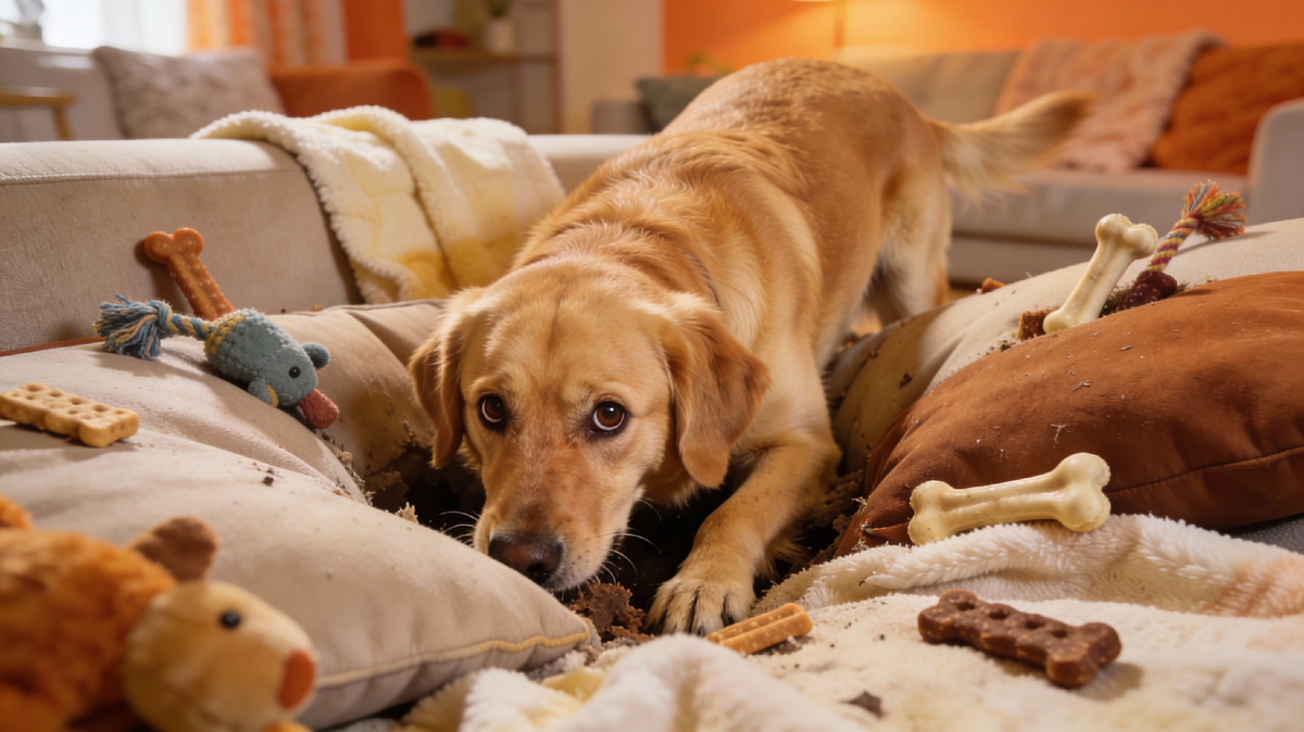 Зачем собака закапывает кость в диване