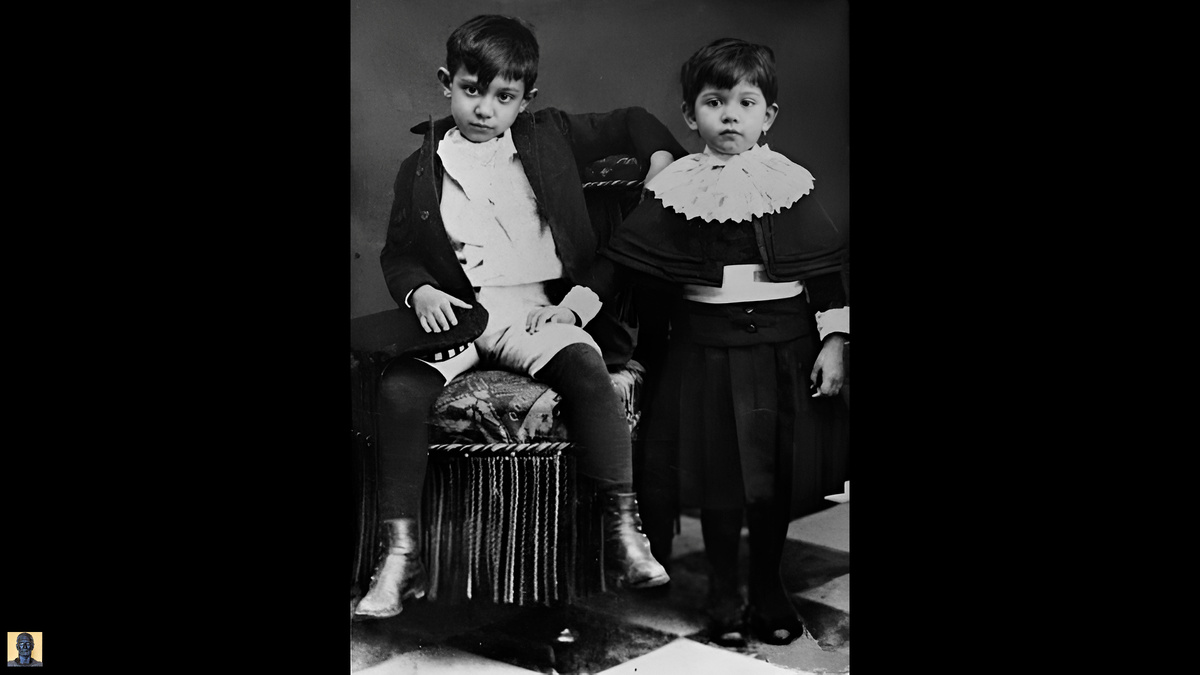 Пабло Пикассо с сестрой Лолой. Малага, Испания, 27 мая 1888 год.