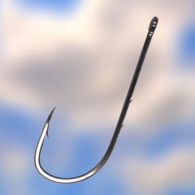 Одинарный рыболовный крючок с бродками на цевье