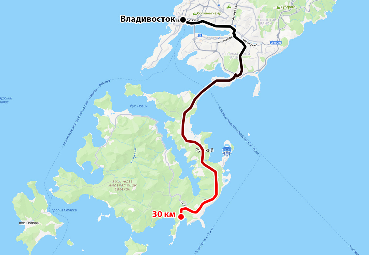 Маршрут до мыса Тобизина