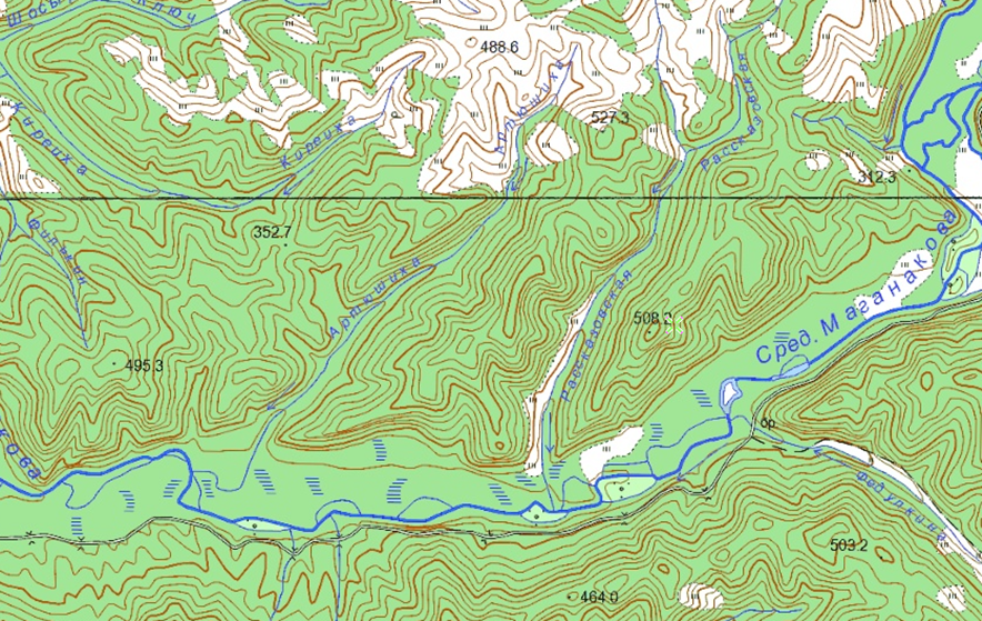 Река Артюшиха. Фрагмент карты, 2001г.
