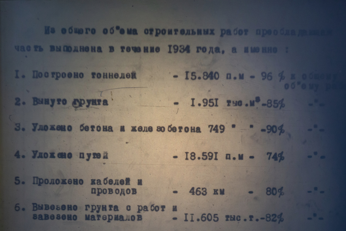 Краткая техническая записка о сооружении линий и первой очереди Московского метрополитена. ГА РФ. Ф. Р-5446. Оп. 40. Д. 16.