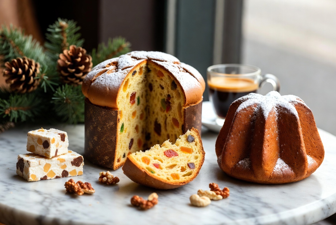 Итальянский рождественский стол с десертами