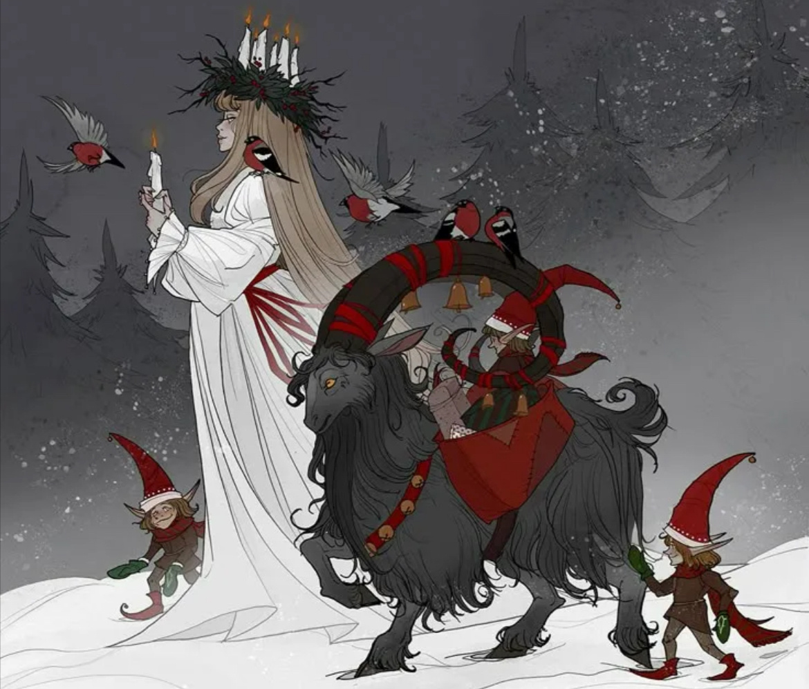 Богиня смерти, Рождественский козел (крампус) и мелкая нечисть - вот главные герои древнего Нового года. Фото из сети