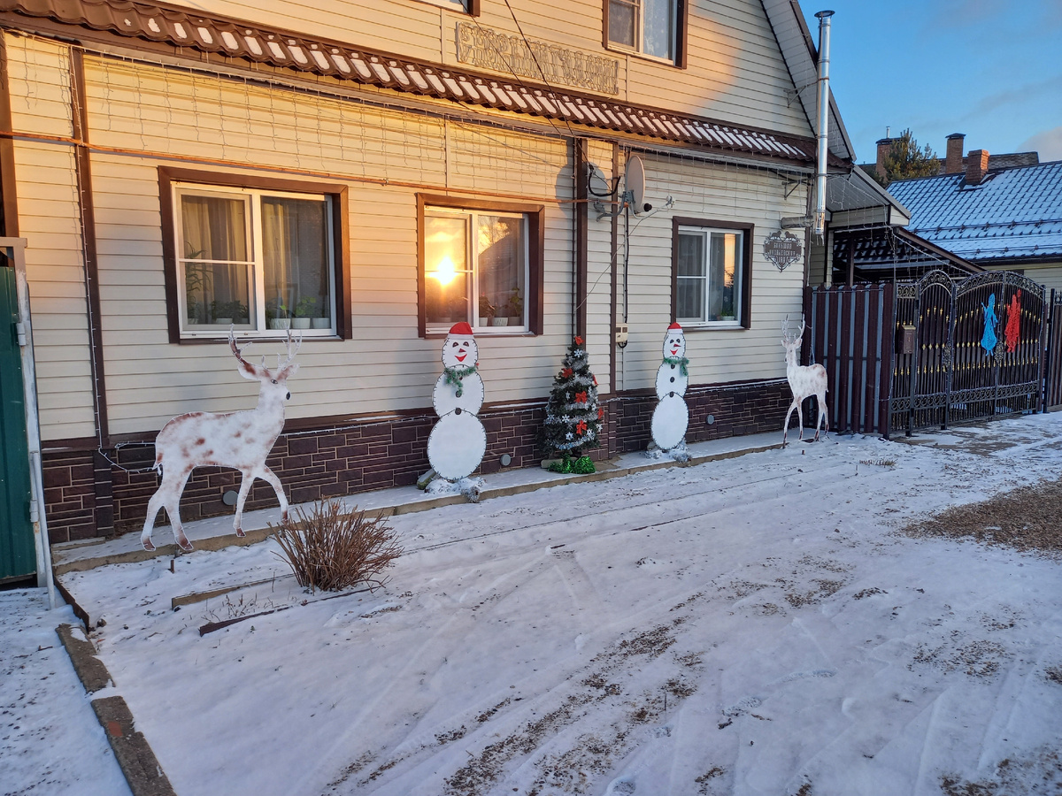 Новогодний декор у частного дома. Фото автора.
