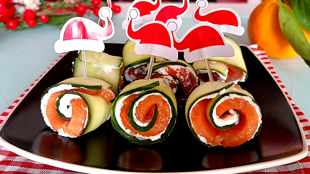 ⭐ Рулетики с красной рыбой и огурцом