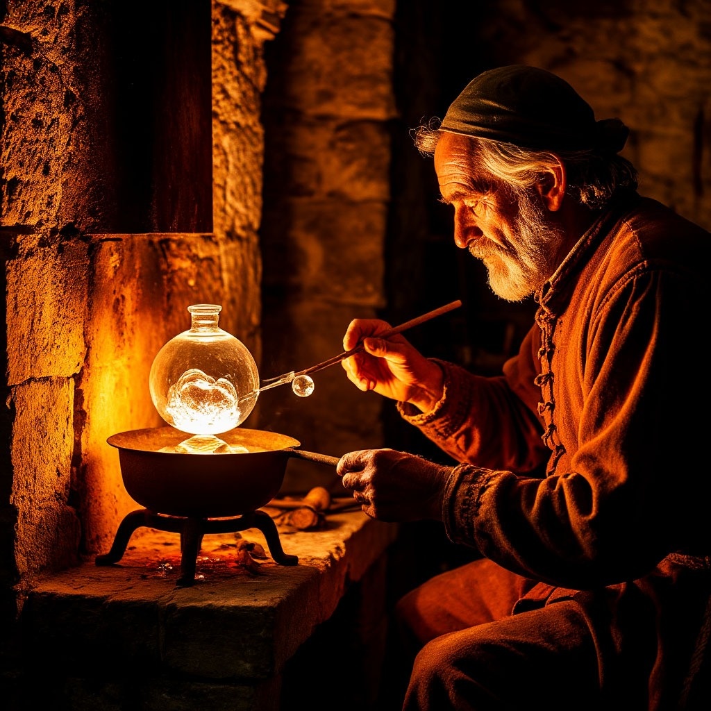 Первые мастера стеклянных яблок на елку. Иллюстрация из интернета, отредактированная Татьяной Федотовой.