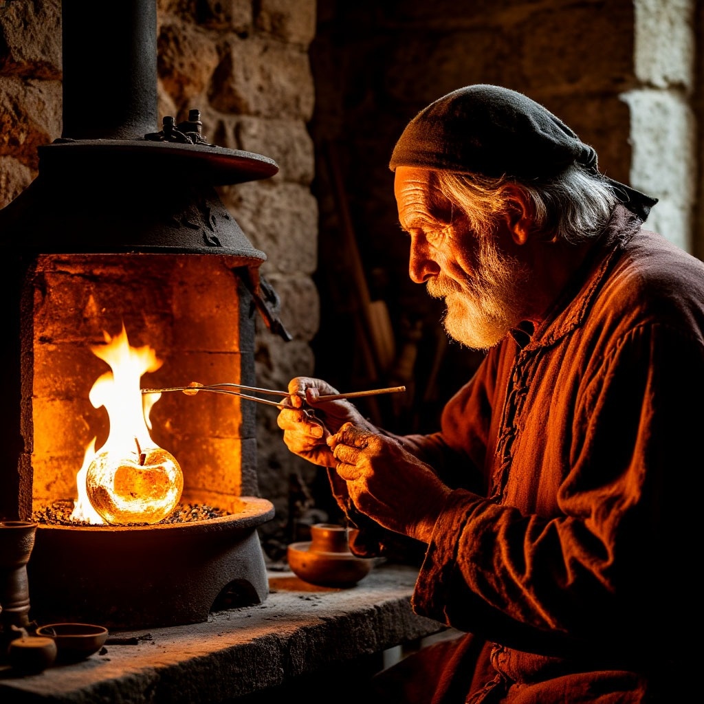 Создание стеклянных ёлочных игрушек, включая яблоки, было делом первых мастеров. Иллюстрация из интернета.