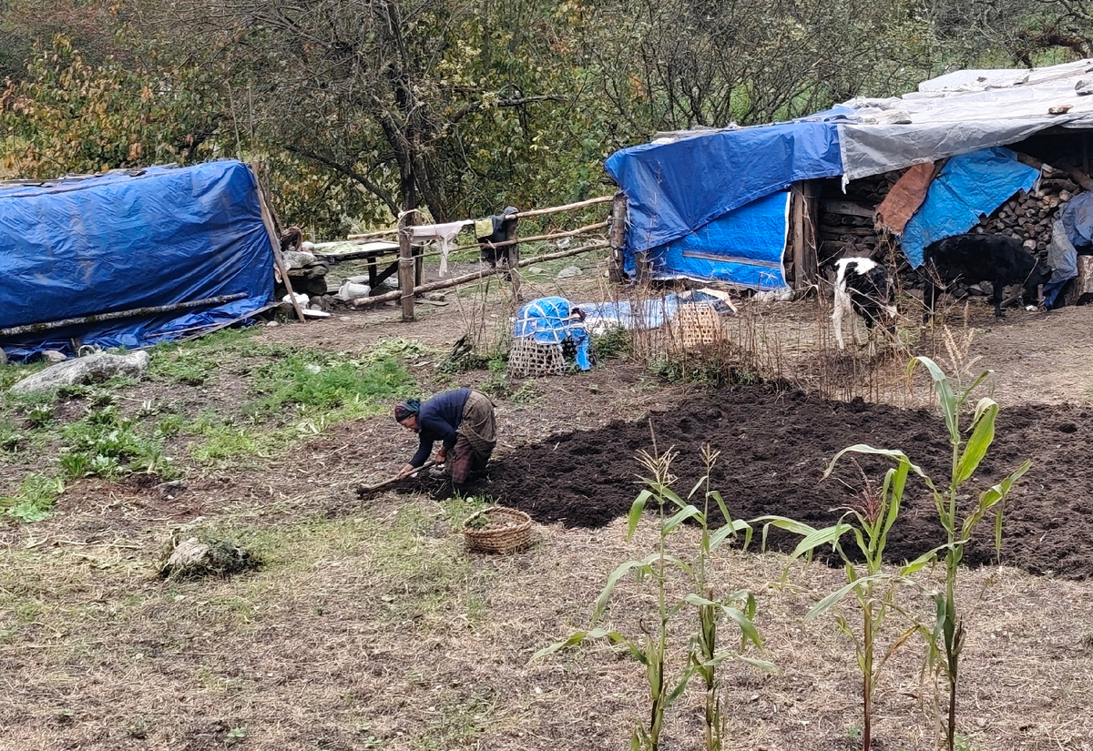 Обработка земельного участка мотыгой