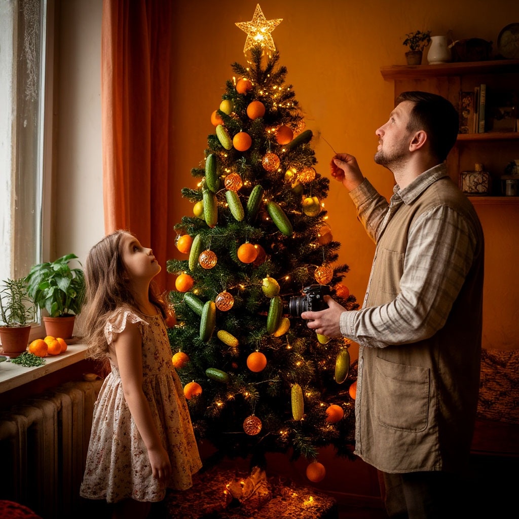 Новогодняя елка в далекие 50-е. Картинка из интернета в редакции Татьяны Федотовой