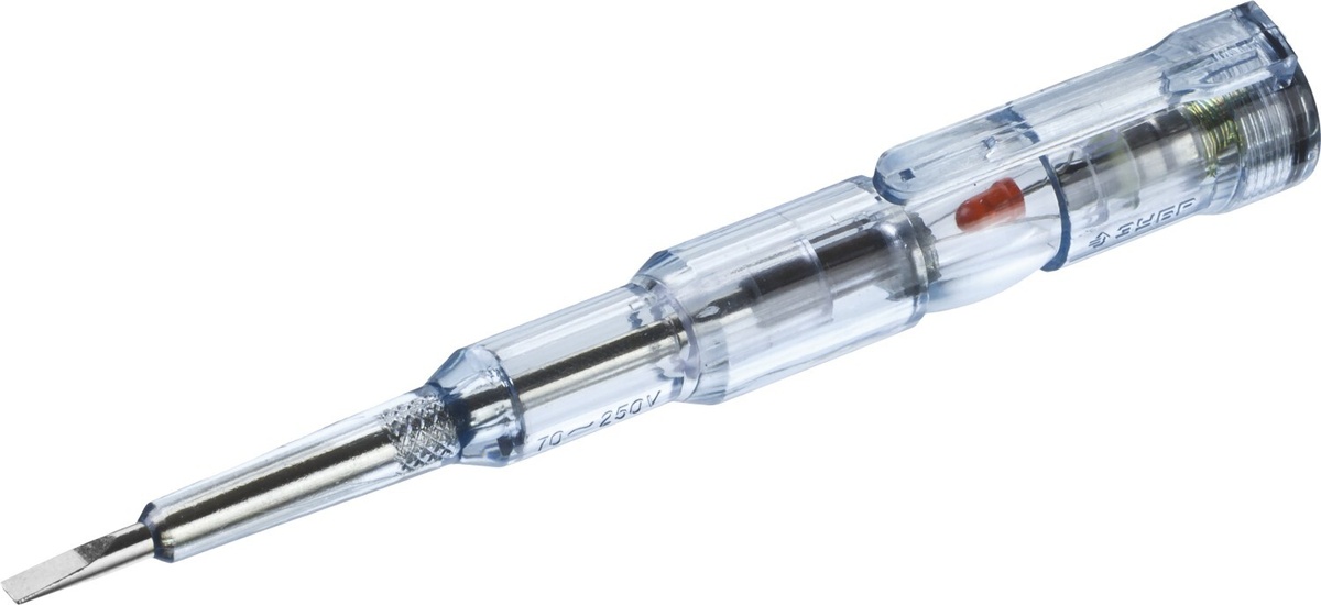 Отвертка индикаторная ЗУБР 45235 70 - 250 V применяется для определения наличия напряжения в проводниках как контактным, так и бесконтактным способами.