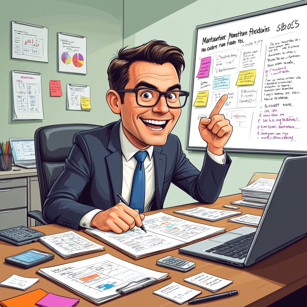 Маркетолог за работой. Изображение создано при помощи Алиса ИИ