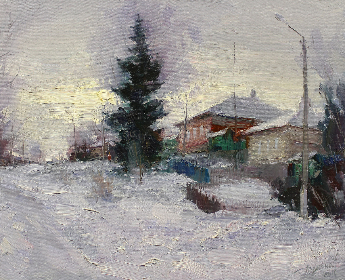 «Под снегом», холст, масло, 45 х 55 см, 2016 г.