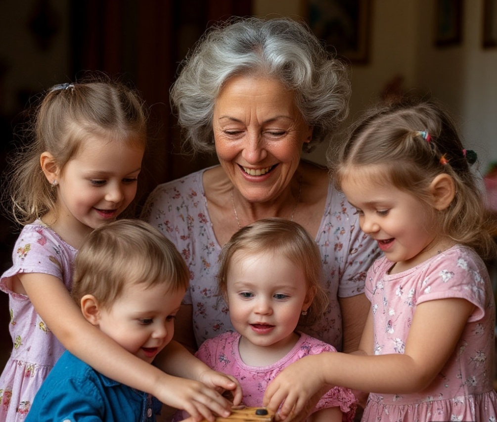 Бабушка Ира с внуками