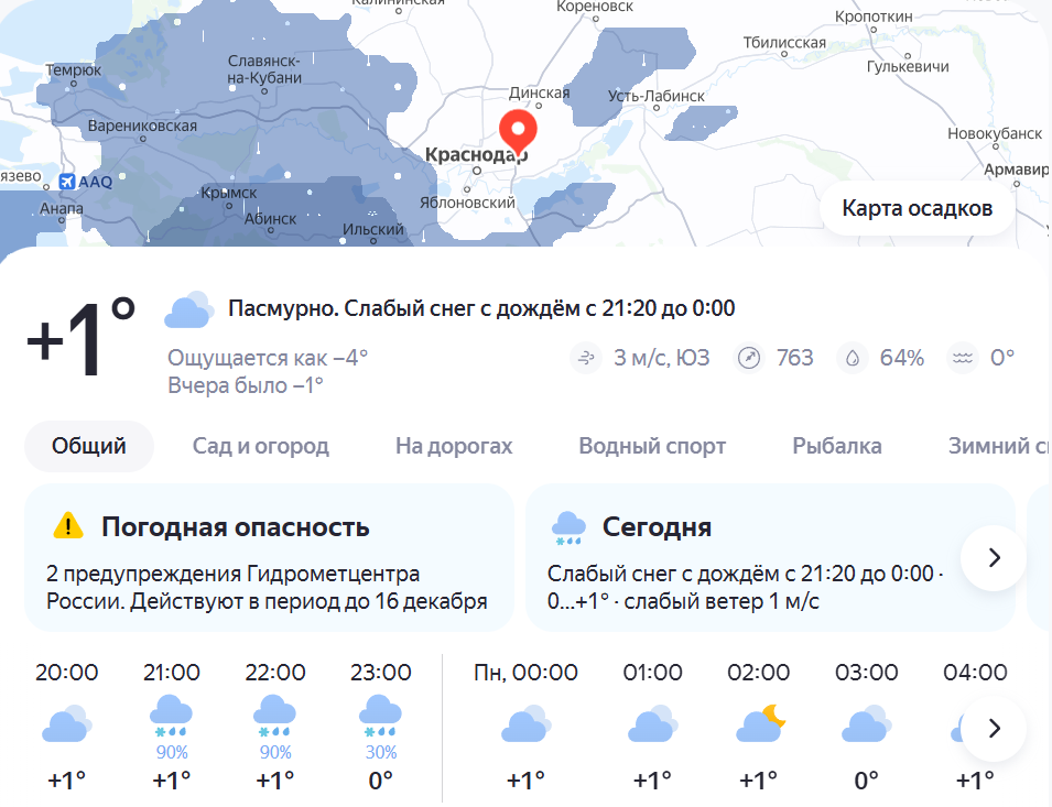 Скриншот с Яндекс.Погода