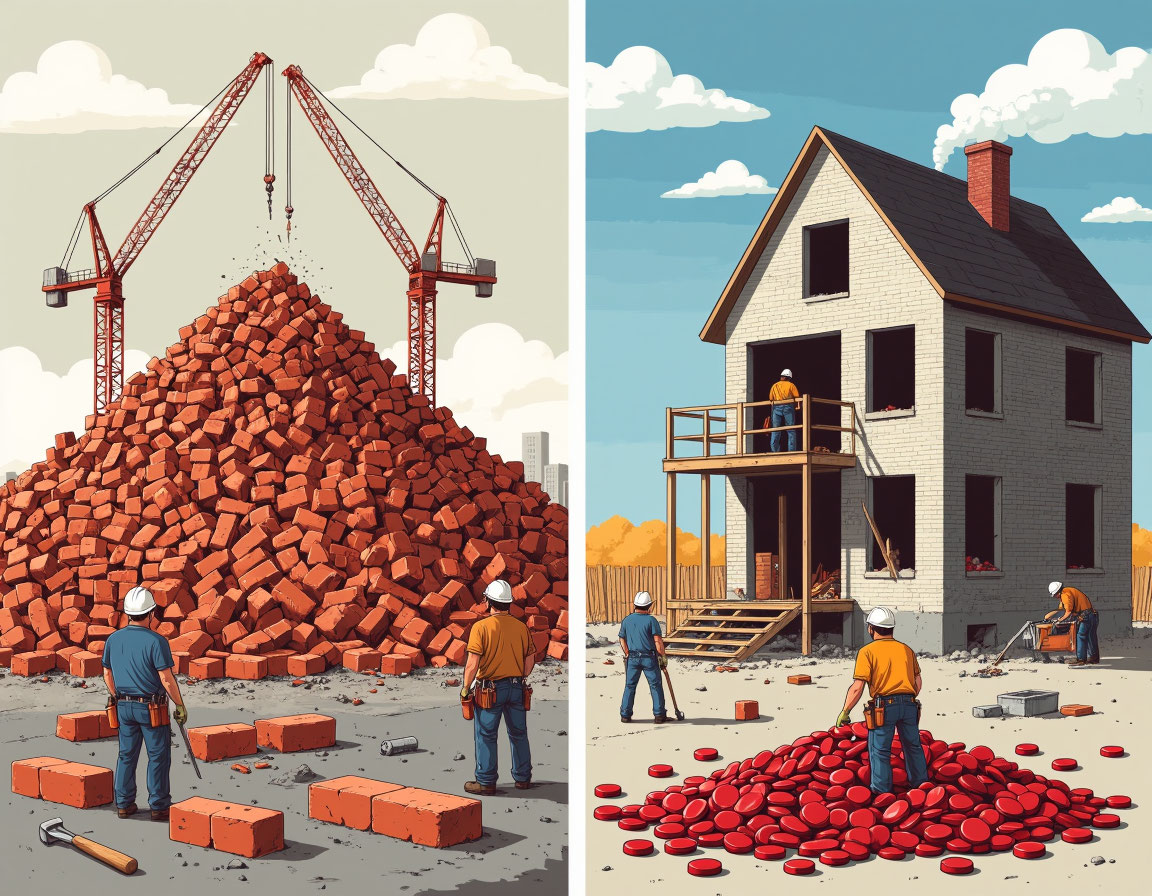 Дефицит витамина В12 - это как стройка без достаточного кол-ва сотрудников и инстументов. У тебя может быть сколько угодно материала (ферритин, железо), но толку от этого баранка.