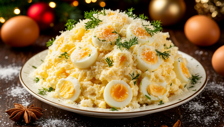 Салат «Снежные сугробы»: к Новогоднему столу без больших затрат. Можно сделать с вечера. Утром — готов к подаче!