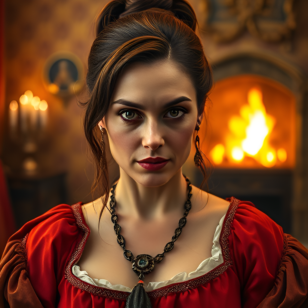 Клеванна - Свояченица герцога Дартиана. Иллюстрации созданы нейросетью для онлайн генерации картинок dezgo.com.