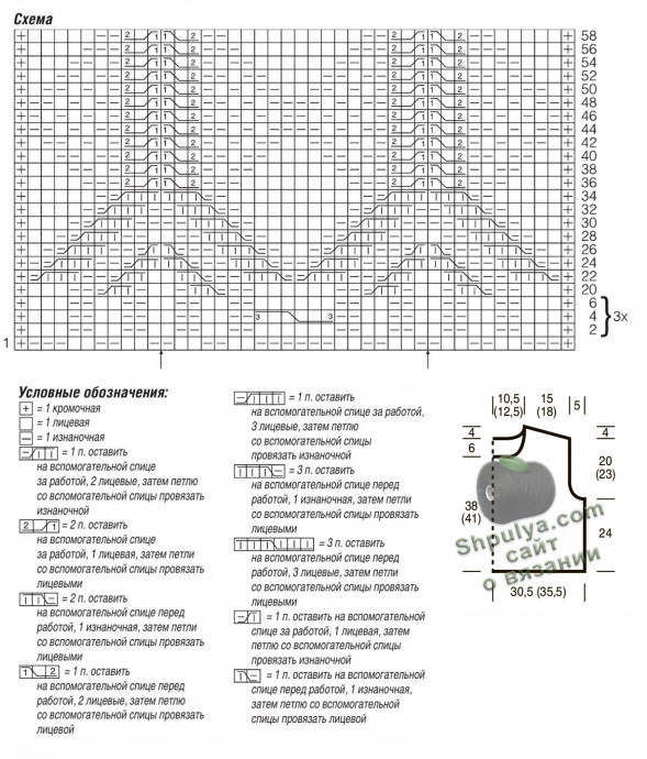 Выкройка и схема вязания жилета