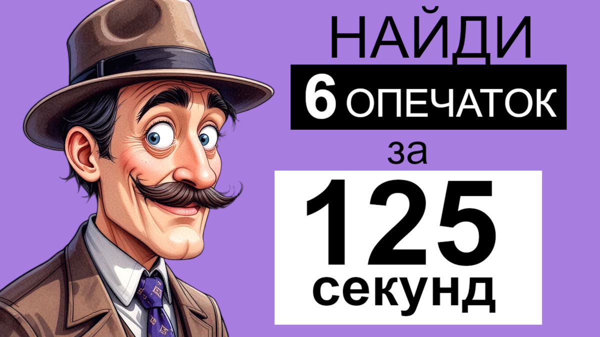 Найдите 6 опечаток за 125 секунд