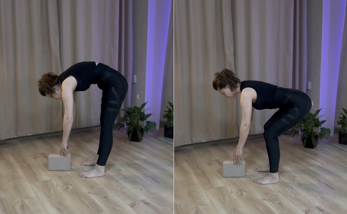 Наклоняться можно за счет сгибания позвоночника или за счет сгибания таза