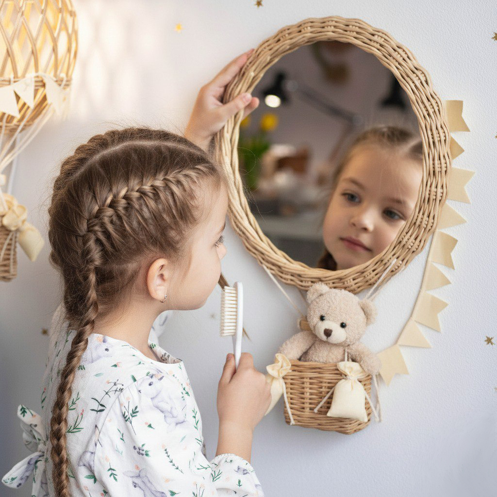 Зеркало в форме воздушного шара станет не только функциональным предметом, но и интересной деталью, которая порадует ребенка и создаст атмосферу веселья и романтики путешествий.