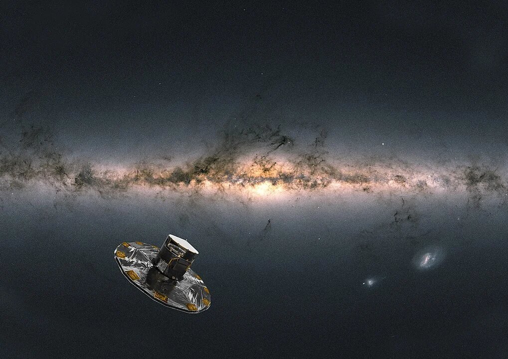 Художественное представление о том, как спутник Gaia Европейского космического агентства наблюдает за Млечным Путём (Фото: ESA/ATG)
