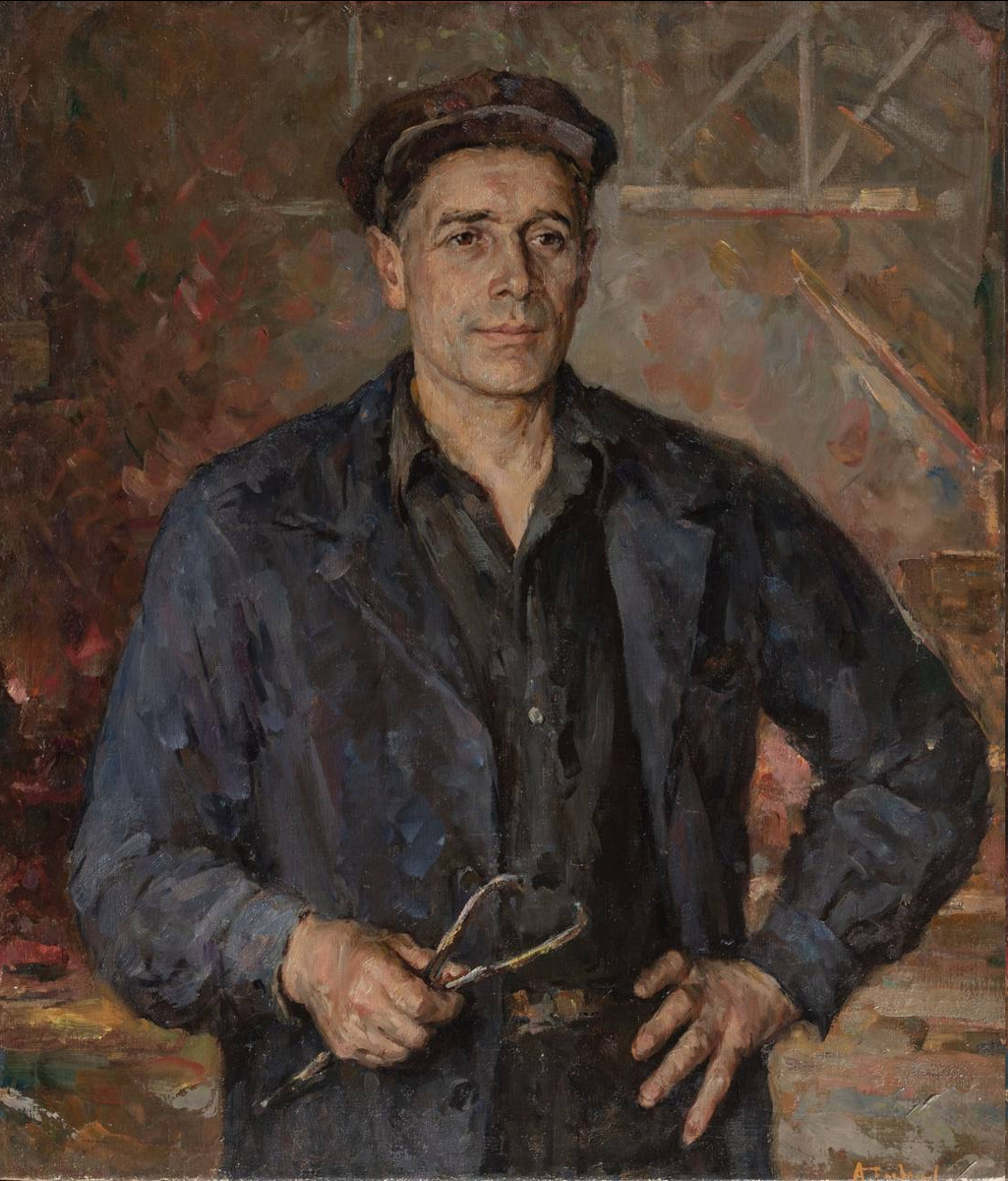 Александр Богданов. «Портрет мастера завода «Серп и Молот» И.И. Туртанова». 1951