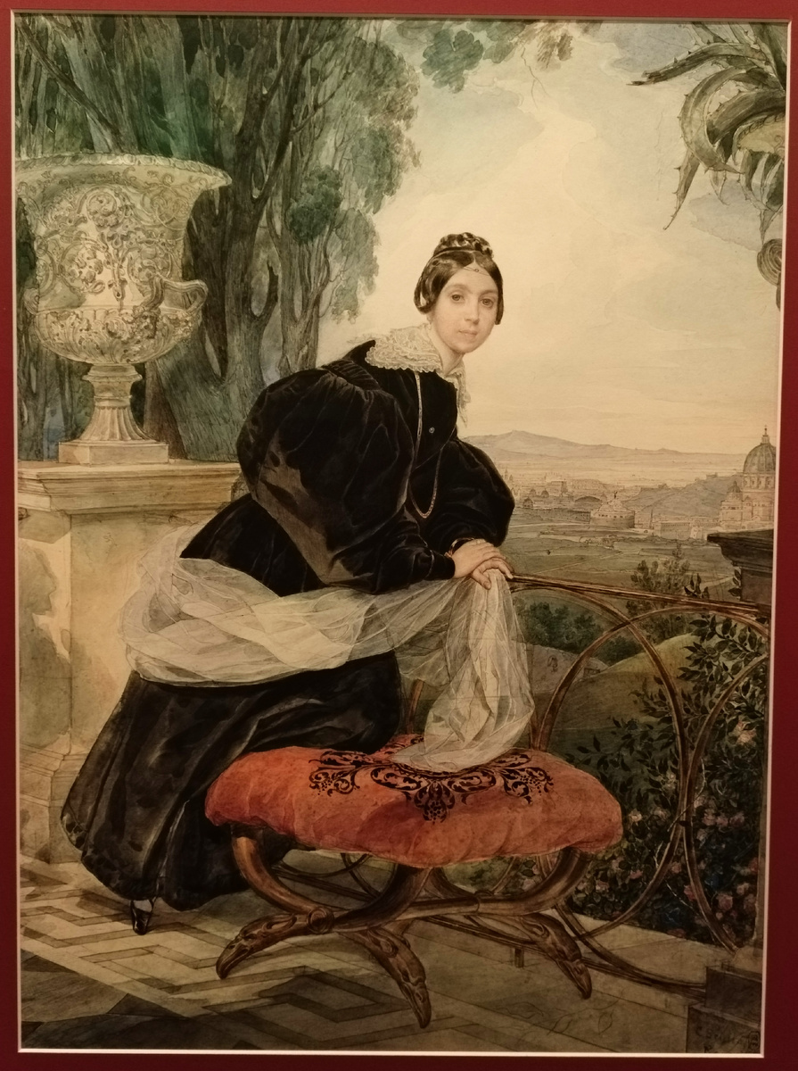 Карл Брюллов. Портрет светлейшей княгини E.П. Салтыковой. 1833-1835. Картон тонкий, акварель, графитный карандаш, лак. Государственный Русский музей