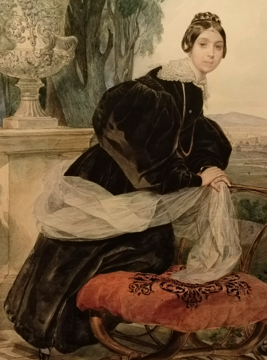 Карл Брюллов. Портрет светлейшей княгини E.П. Салтыковой. 1833-1835. Картон тонкий, акварель, графитный карандаш, лак. Государственный Русский музей
