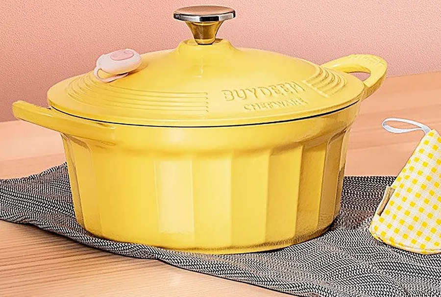 BUYDEEM Эмалированная чугунная кастрюля 25 см, дынная