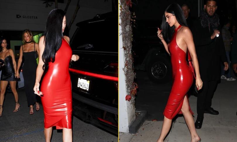    Источник: BACKGRID | Кайли Дженнер в красном