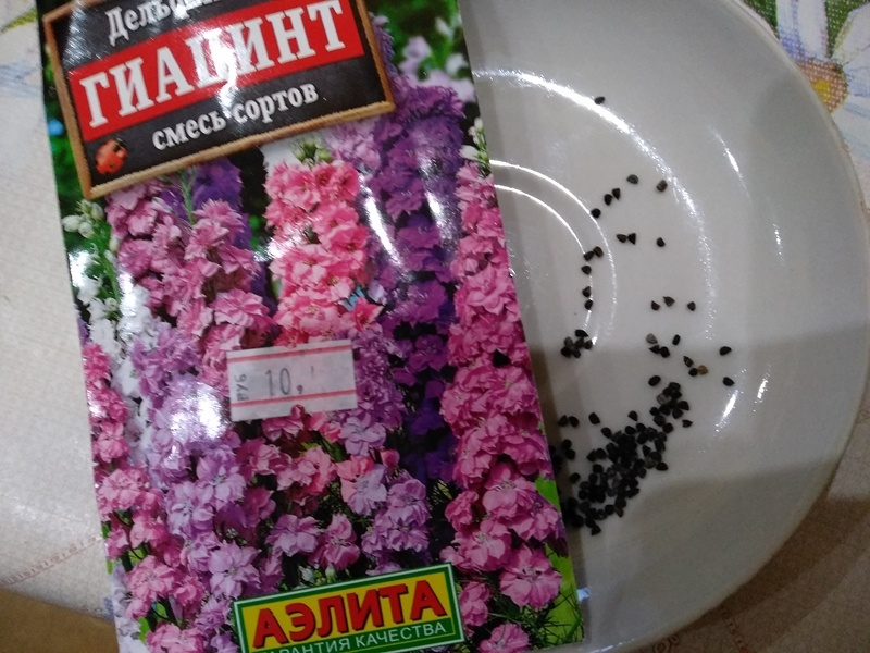 Так выглядит упаковка дельфиниума «Гиацинт» и семян