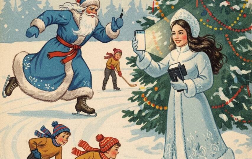 Старая советская открытка с добавлением элементов, отражающих вашу деятельность